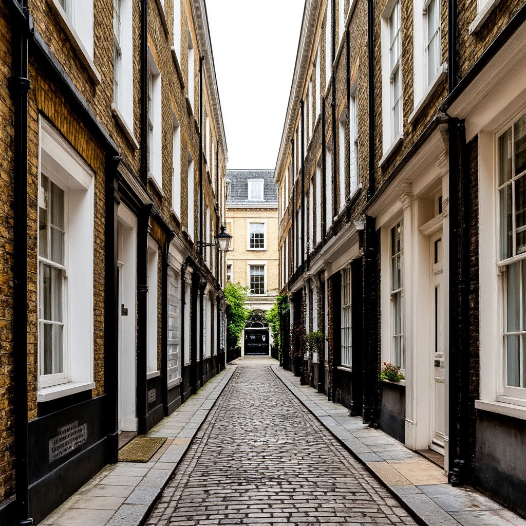 Hidden alleyway with Georgian architecture in the City of London