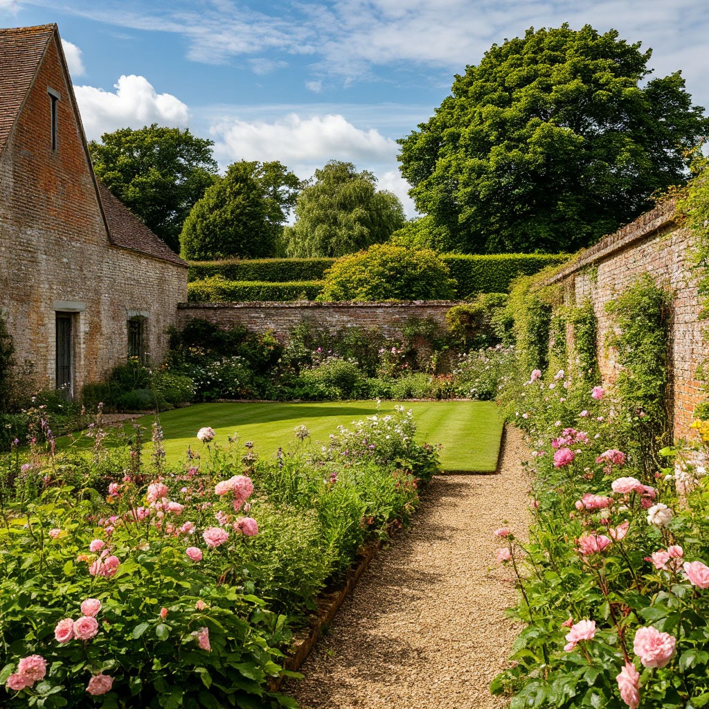 Private walled garden in the English countryside